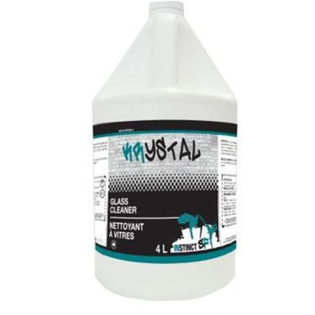 KRYSTAL Glass Cleaner, a powerful and economical solution designed to clean glass, plexiglass, stainless steel, chrome, porcelain, and ceramic tiles.