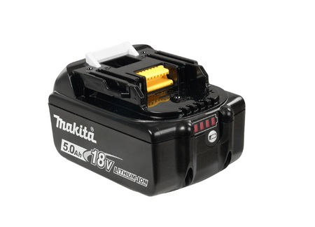 Makita 18V Li-Ion Battery BL1850B, a reliable and high-performance battery designed for prolonged, heavy-duty applications.