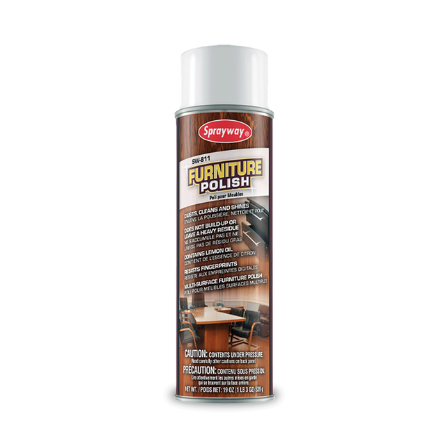 Sprayway Aerosol Furniture Polish is a versatile emulsion formulation designed to dust, clean, and polish in one easy application.