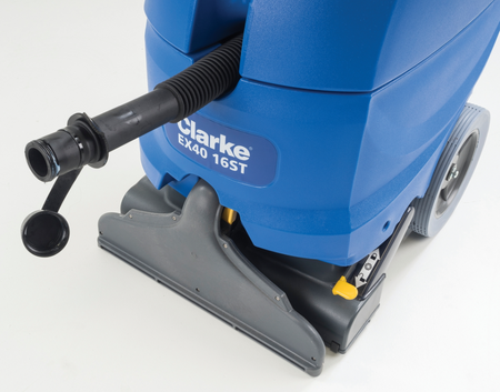 The Clarke EX40™ 16ST self-contained extractor is a reliable and efficient solution for carpet cleaning professionals. Its high capacity, ergonomic design, and advanced features ensure superior performance and ease of use. With Clarke’s commitment to quality and innovation, the EX40™ series helps you achieve outstanding results, making carpet cleaning easier and more effective than ever before.