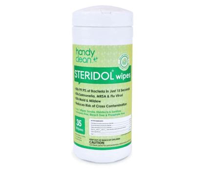 Handy Clean Steridol® Wipes are designed to effectively eliminate viruses and bacteria, including SARS-CoV-2, when used according to the directions for use against Norovirus on hard, non-porous surfaces. These professional-grade wipes are EPA registered, ensuring high efficacy and reliability for a wide range of cleaning needs.