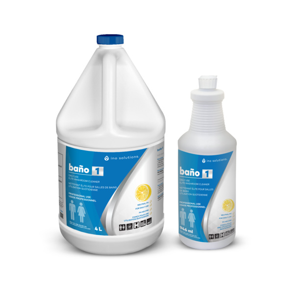 INO BANO 1, the elite washroom cleaner designed for daily use. This acid-free formula is perfect for maintaining the cleanliness and freshness of your restrooms, bowls, and urinals