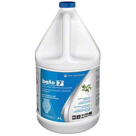 INO BANO 7 is a specially formulated cleaner designed to effectively and effortlessly clean bowls, urinals, and porcelain sinks. Its mild acid base makes it an all-purpose cleaner ideal for porcelain and tile surfaces.