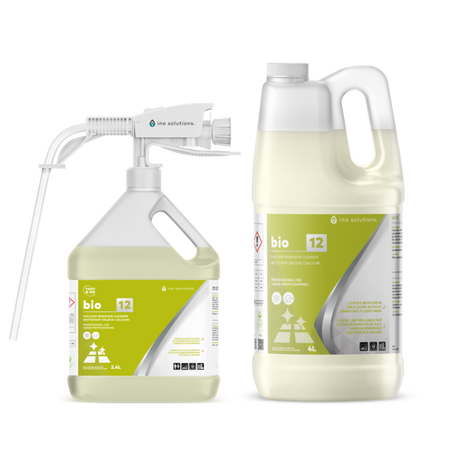 INO BIO 12 Calcium Remover Cleaner is a biotechnological solution designed to effectively clear and remove winter de-icing deposits from floors and carpets