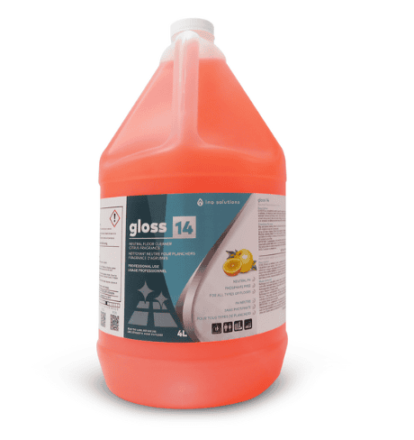 INO GLOSS 14 is a highly effective, concentrated neutral floor cleaner designed to deliver the performance of a general-purpose cleaner without the use of alkalinity or solvents.