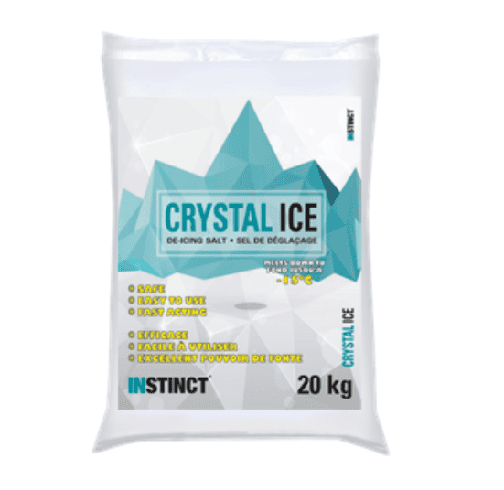 CRYSTAL ICE over the affected area. Within minutes, the powerful salt crystals begin to melt the snow and ice, transforming it into a manageable slush that can be easily removed with a shovel or scraper.