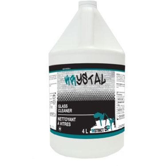 KRYSTAL Glass Cleaner, a powerful and economical solution designed to clean glass, plexiglass, stainless steel, chrome, porcelain, and ceramic tiles. 