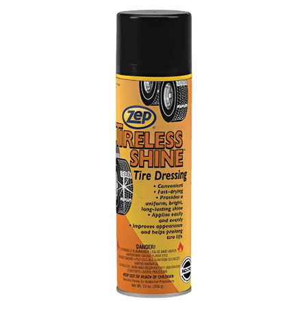 ZEP Tireless Shine is a premium, solvent-based tire polish that delivers an impressive high-gloss finish, enhancing the appearance of your vehicle's tires while providing long-lasting protection. 