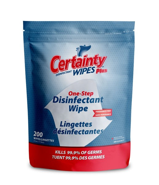 Certainty Disinfectant Moist Wipes are expertly designed to combat germs, viruses, and fungi on all hard, non-porous surfaces. These sanitizing wipes quickly remove dirt and soil from all touch points, promoting a healthy environment and preventing the risk of cross-contamination. Ideal for high-traffic facilities such as fitness centers, offices, grocery stores, and more, these wipes kill a wide range of bacteria, viruses, and fungi, including Staph, E. coli, MRSA, HIV-1, Influenza A/A2, Strep, and more.