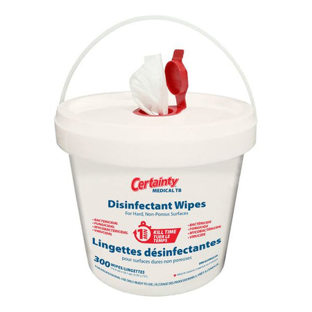 Certainty™ Medical TB Disinfectant Wipes are specially formulated for rapid disinfection of hard, non-porous surfaces in just 1 minute! These fast-acting, ready-to-use wipes eliminate bacteria, fungi, and viruses, including mycobacterium, one of the most difficult microorganisms to kill. Ideal for use in medical clinics, doctor's offices, long-term care homes, and more.