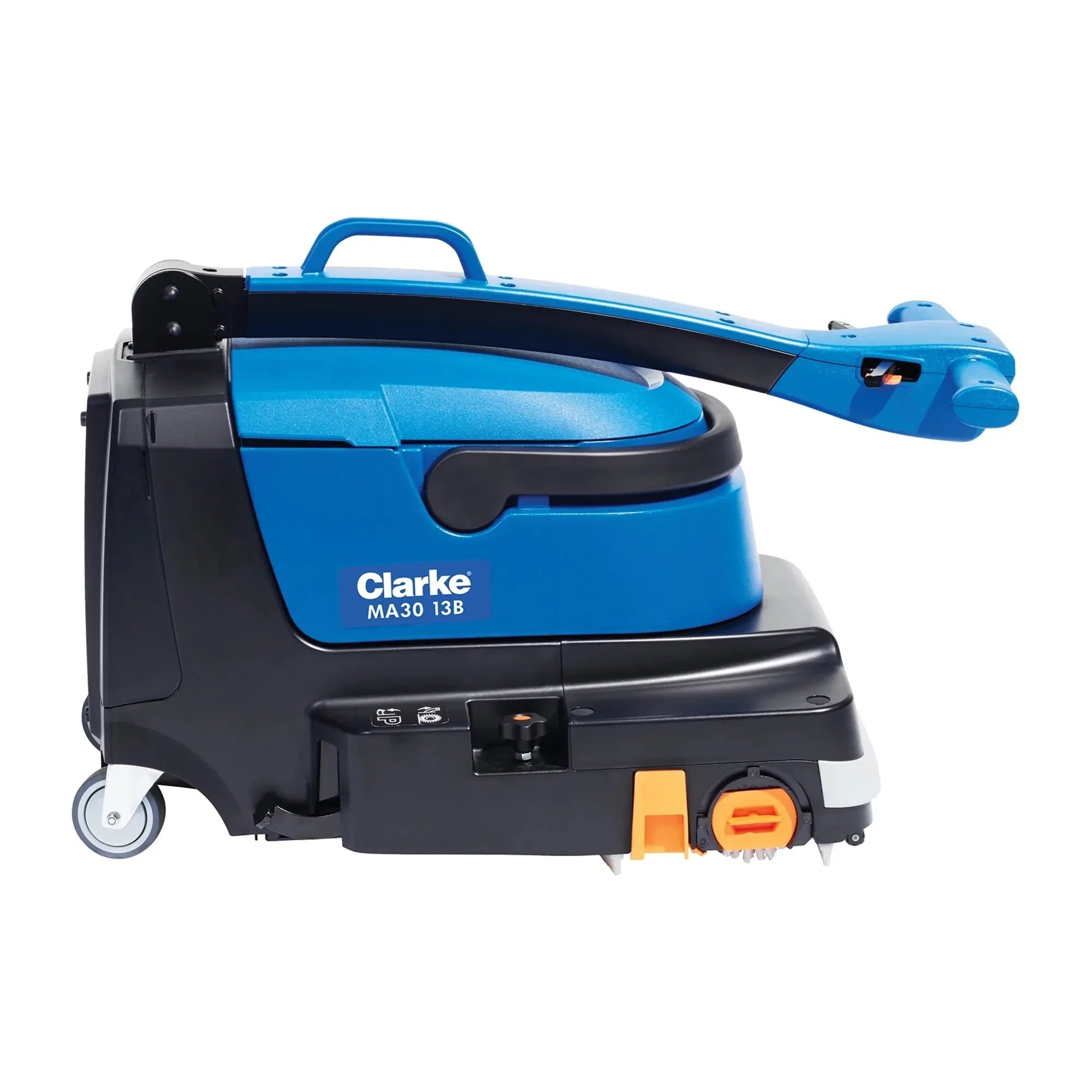 The Clarke MA30™ 13B is a compact and efficient battery-powered micro scrubber designed for small spaces. It delivers excellent performance by sweeping, scrubbing, and drying in a single pass, leaving floors clean and dry. Ideal for tight corners and under furniture, this scrubber is perfect for maintaining hygiene in various environments.